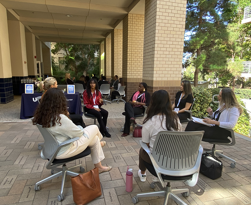 LeadHER learning circle in the plaza.
