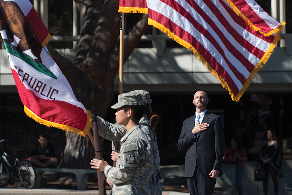 Student saluting